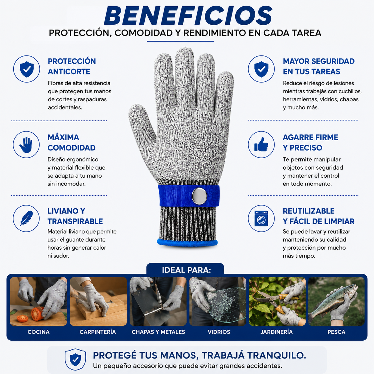 guante anticorte profesional nivel 5 /maxima protección