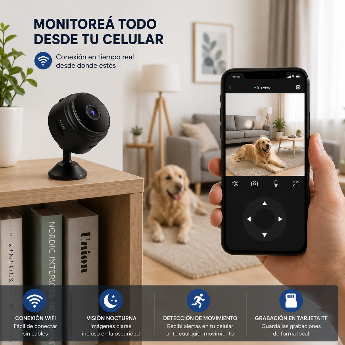 Mini Cámara WiFi A9 HD | Visión Nocturna + Monitoreo Remoto desde el Celular