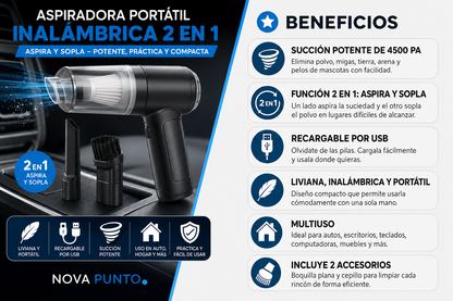 aspiradora portatil 3 en 1 de alta potencia