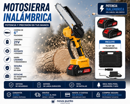 mini motosierra inalámbrica con 2 baterias /potente y libiana